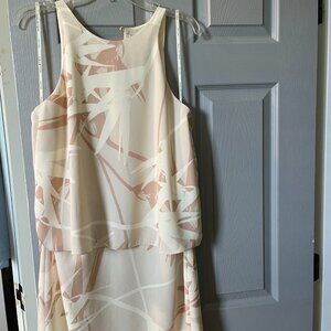 Halston Heritage Cream Paradise Double Layered Printed Dress size 10